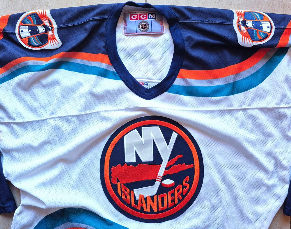 New York Islanders 1996-98 CCM AirKnit Wave jersey M white NHL hockey vintage